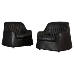 Poltrone in pelle originale ''Ciprea'' di Afra & Tobia Scarpa, Cassina, anni '70, 2