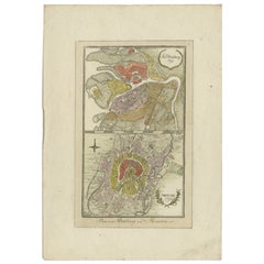 1792 Handkoloriertes Plan von St. Petersburg und Moskau in Russland