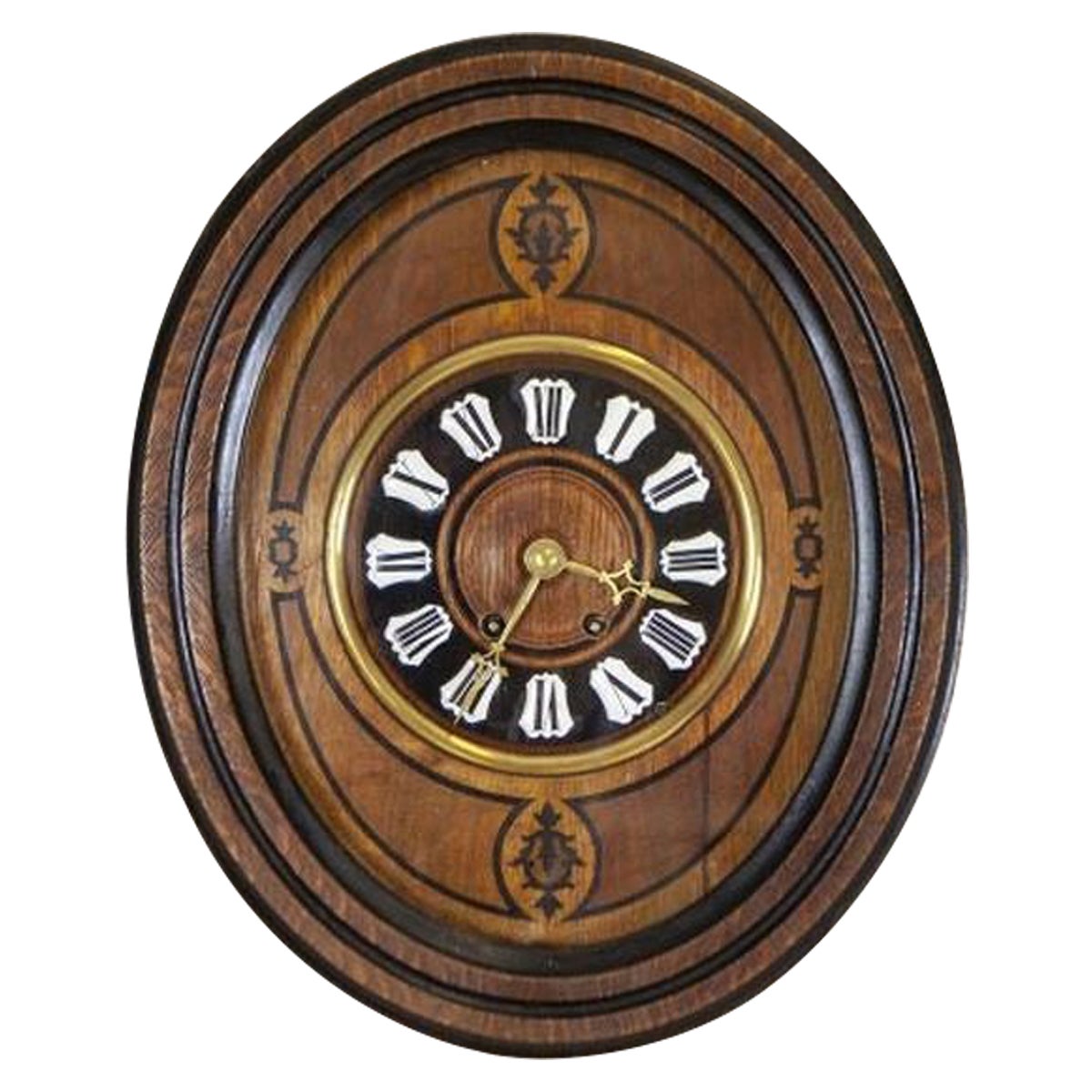 Oval Wall Clock With Inlays, Early 20th Century