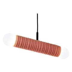 Gemini - Sospensione a doppia luce personalizzabile in ceramica e tessuto Kvadrat fatta a mano