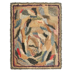 Antique Hooked Rug with Abstract Multicolor Patterns  Rug & Kilim