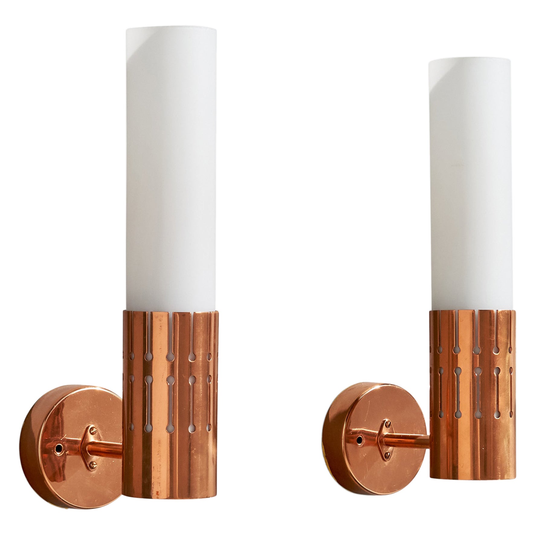 ASEA, Wall Lights, Copper, Glass, Sweden, 1950s