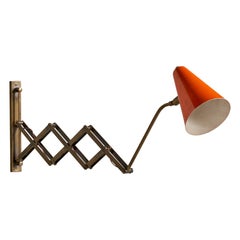 Italian Designer, Wall Light, Brass, Metal, Italy, 1940s