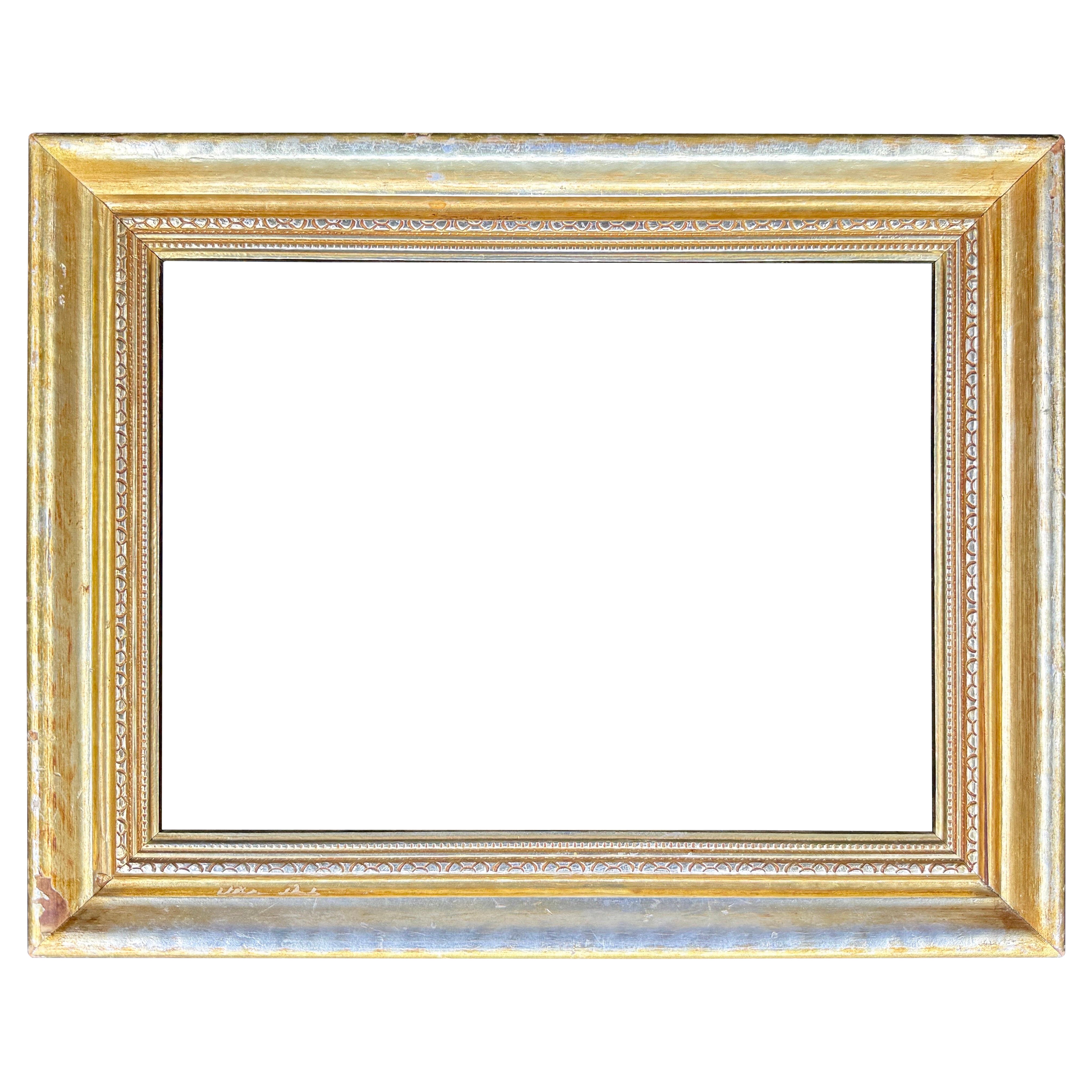 Marco de Arte Antiguo de Madera Rectangular Dorado y Plateado