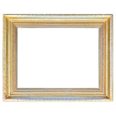 Antique Wood Rectangular Gold Silver Gilt Art Frame