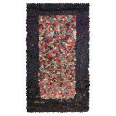Antique Hooked Rug with Abstract Polychromatic Patterns  Rug & Kilim