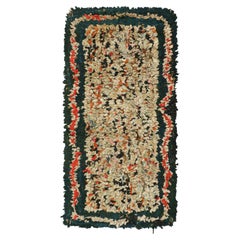 Antique Hooked Rug with Abstract Multicolor Patterns  Rug & Kilim
