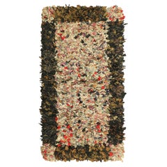 Antique Hooked Rug with Abstract Multicolor Patterns  Rug & Kilim