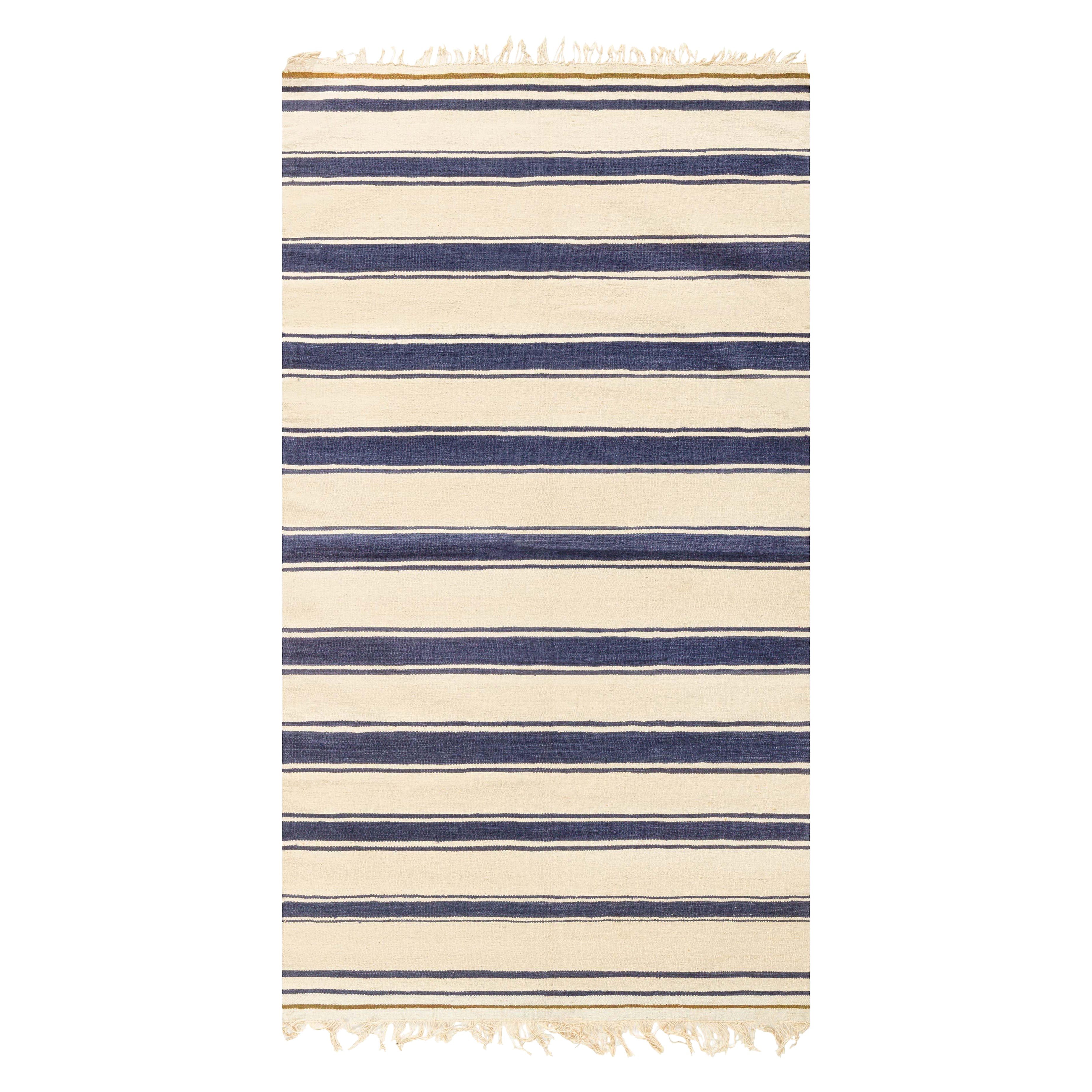 Doris Leslie Blau Alfombra india vintage a rayas Dhurrie