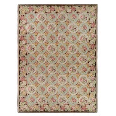 Kilim bessarabique ancien vert clair avec motifs floraux  Rug & Kilim