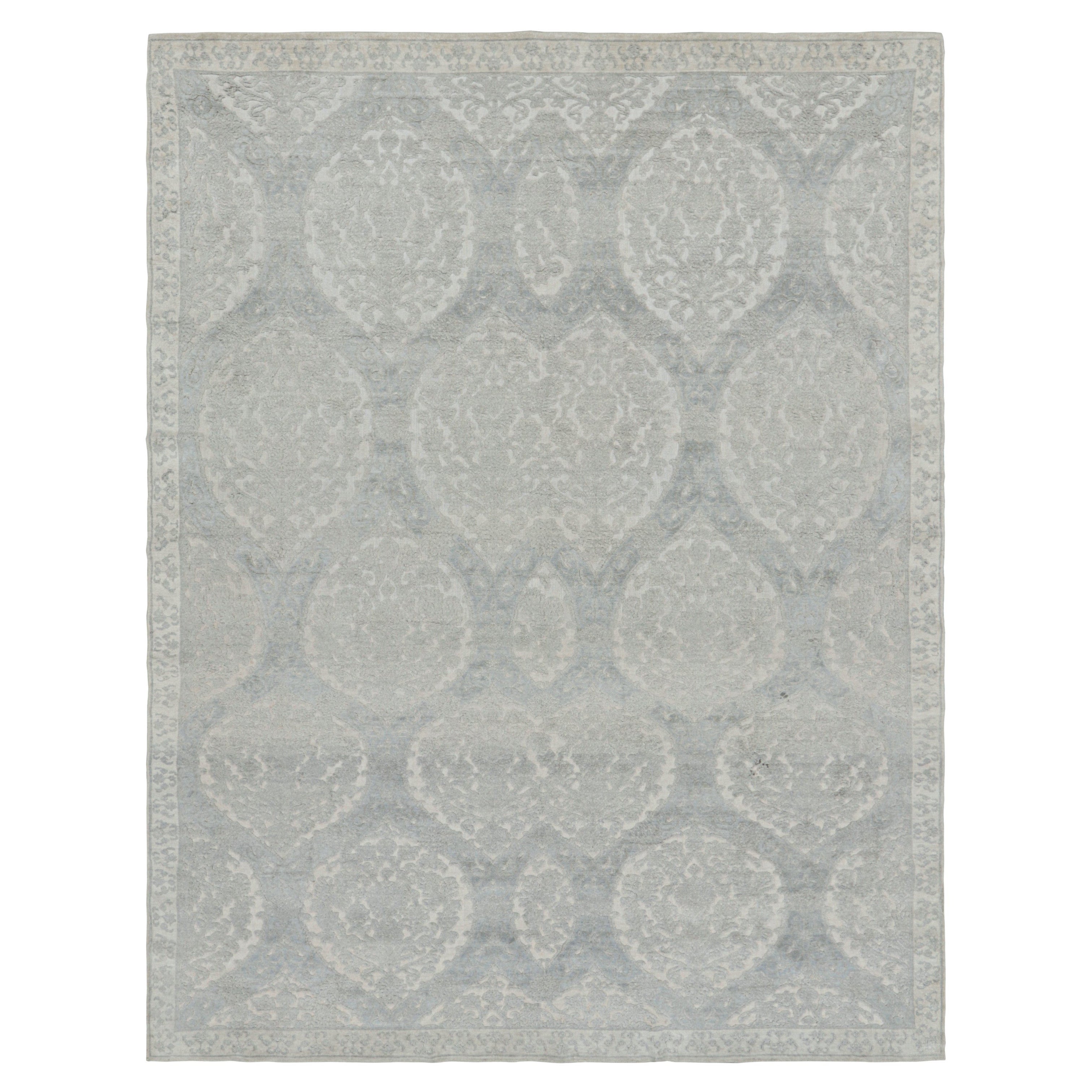 Rug & Kilim's Contemporary Rug with Silver-Gray Floral Patterns