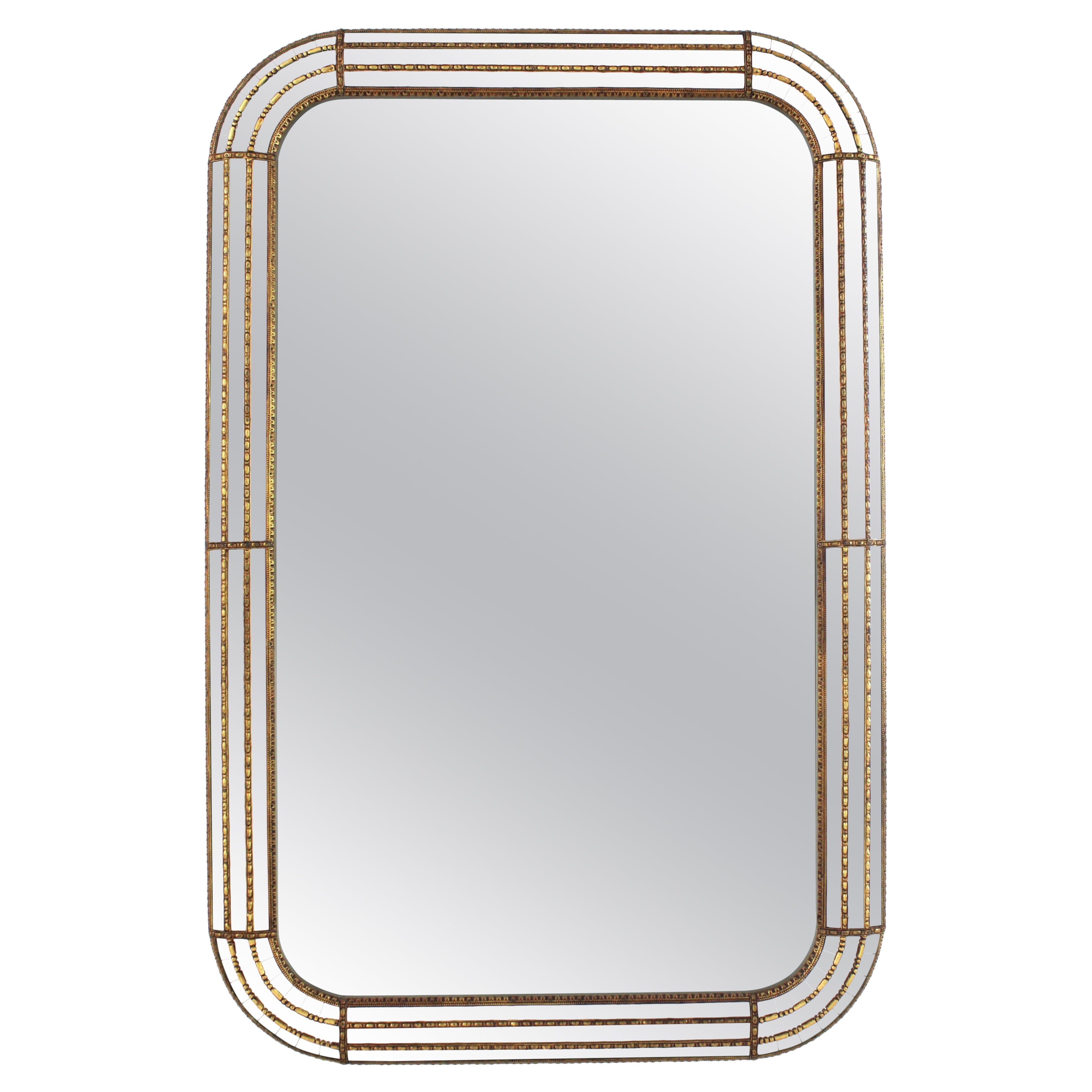 Venetian Modern Rectangular Mirror with Brass Details
