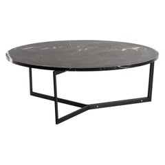 AT14 Round Coffee Table with Blackened Steel Base and Marble Top (Available Now)