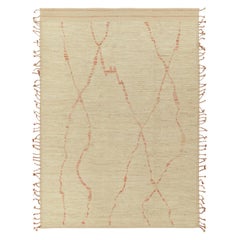 Rug & Kilim's Contemporary Moroccan Style Rug in Beige-White & Red (tapis contemporain de style marocain en beige, blanc et rouge)
