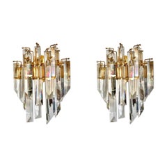 Venini Wall Lighting Pair Glass crystal Murano, Italy, 1980