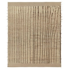 Rug & Kilim's Contemporary Moroccan Style Rug in Beige, Brown Stripes
