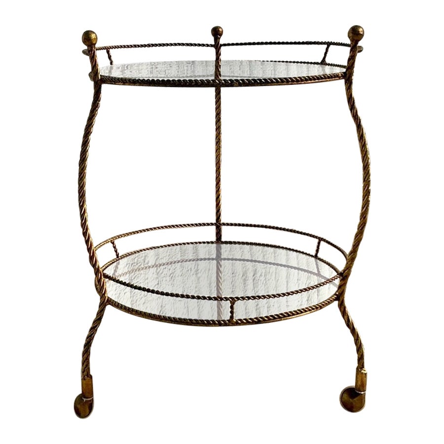 Mitte des 20. Jahrhunderts Vintage Regency vergoldet Twisted Bar Cart