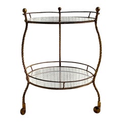 Mid 20th Century Vintage Regency Gilt Twisted Bar Cart
