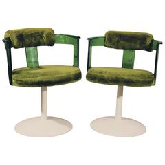 Green Lucite Mod Tulip Chairs by Daystrom, circa 1970 Vintage Mid Century Modern