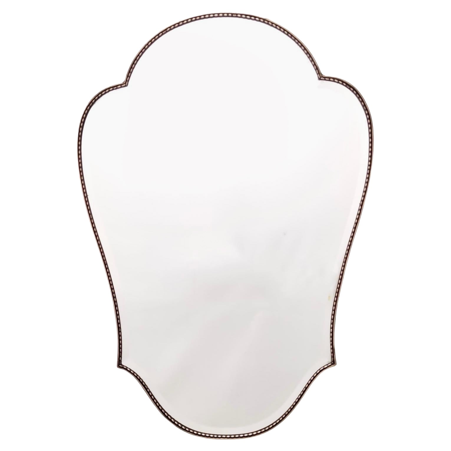 Vintage Messing Shield Shaped Beveled Wandspiegel, Italien