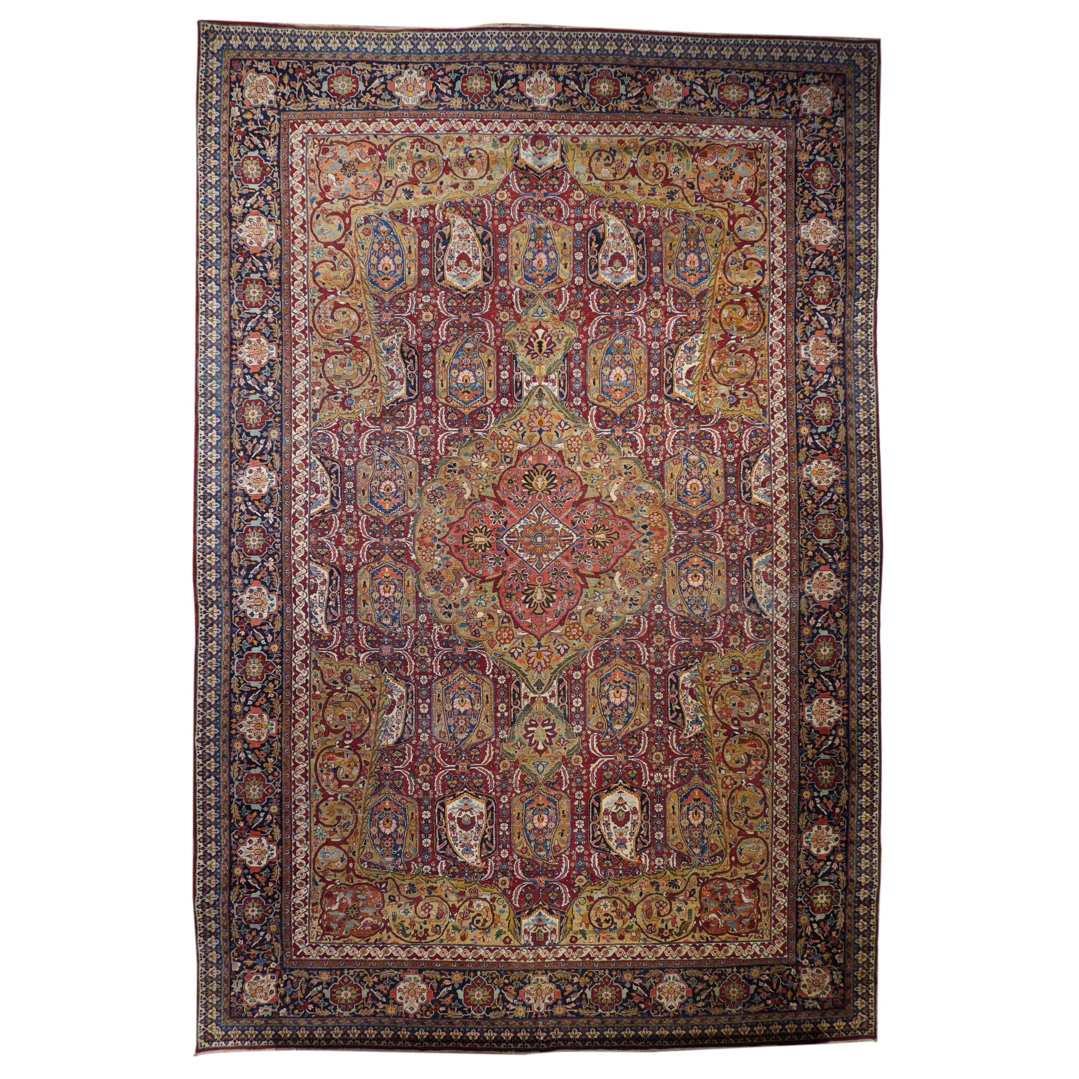 Alfombra persa vintage Sarouk 11'10" x 17'6