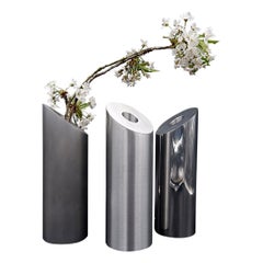 Set of 3 Stainless stell vases - matte / brushed / shiny