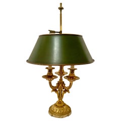Antique French Gold Bronze Bouillotte Lamp, Circa 1885-1890.