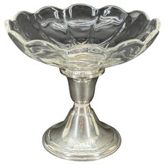 Centre de table de compote de Newport en argent sterling et verre