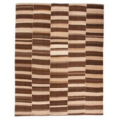 Vintage Mid-Century Modern Minimalist Persian Flat-Weave Rug