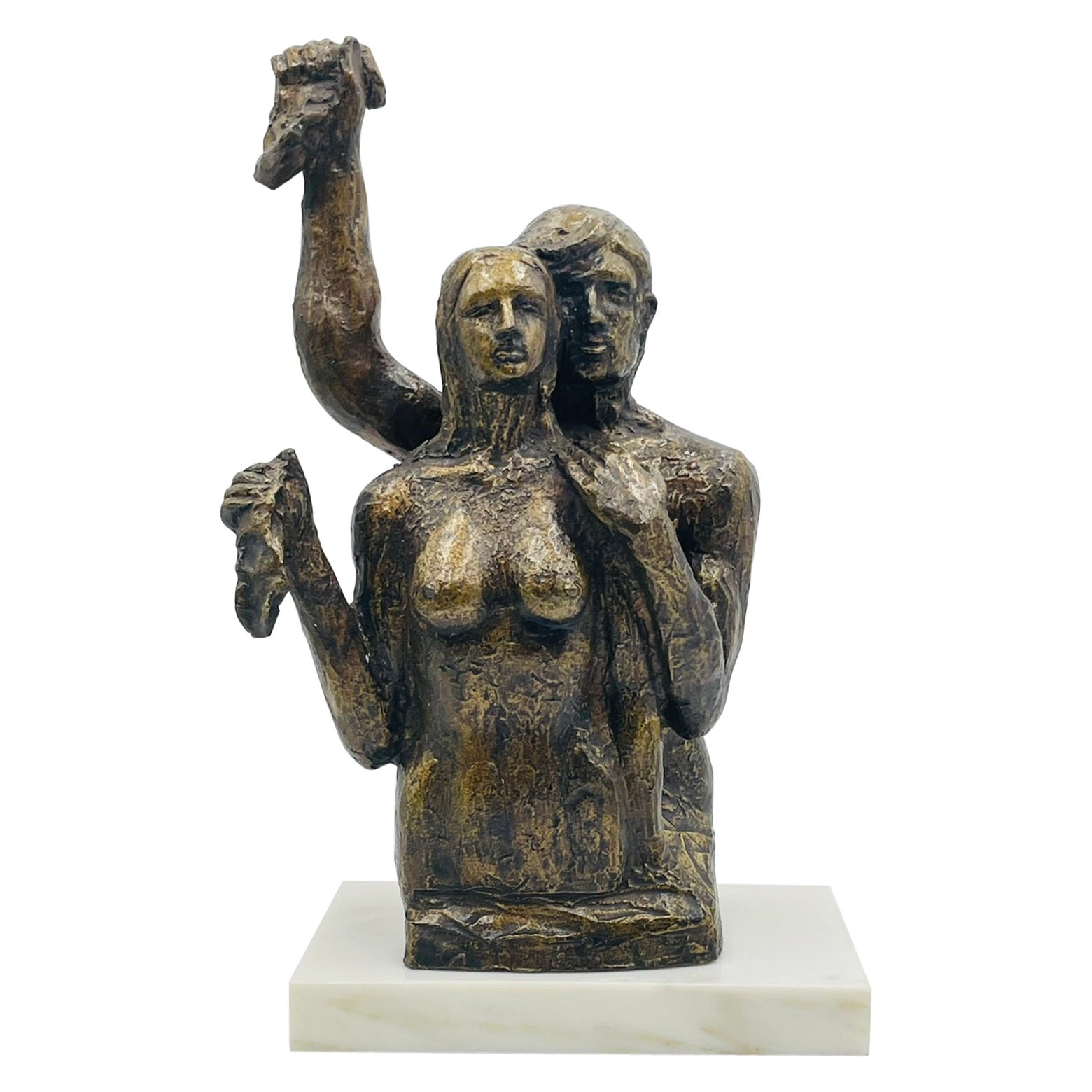 "Tiren la Primera Piedra" Escultura de Bronce de Victor Salmones, Firmada y Numerada