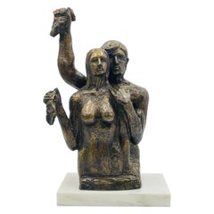 "Tiren la Primera Piedra" Escultura de Bronce de Victor Salmones, Firmada y Numerada