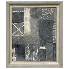 Original Modern Brutalist Abstract Painting in Grey/Creme by Artist Machado