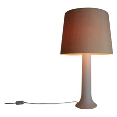 Mid Century White Glass and Fabric Shade Table Lamp by Luxus Sweden, 1960s