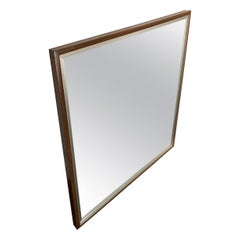 1950s Paul McCobb for Calvin Linear Group Wall Mirror Walnut & Aluminum 34"x36"
