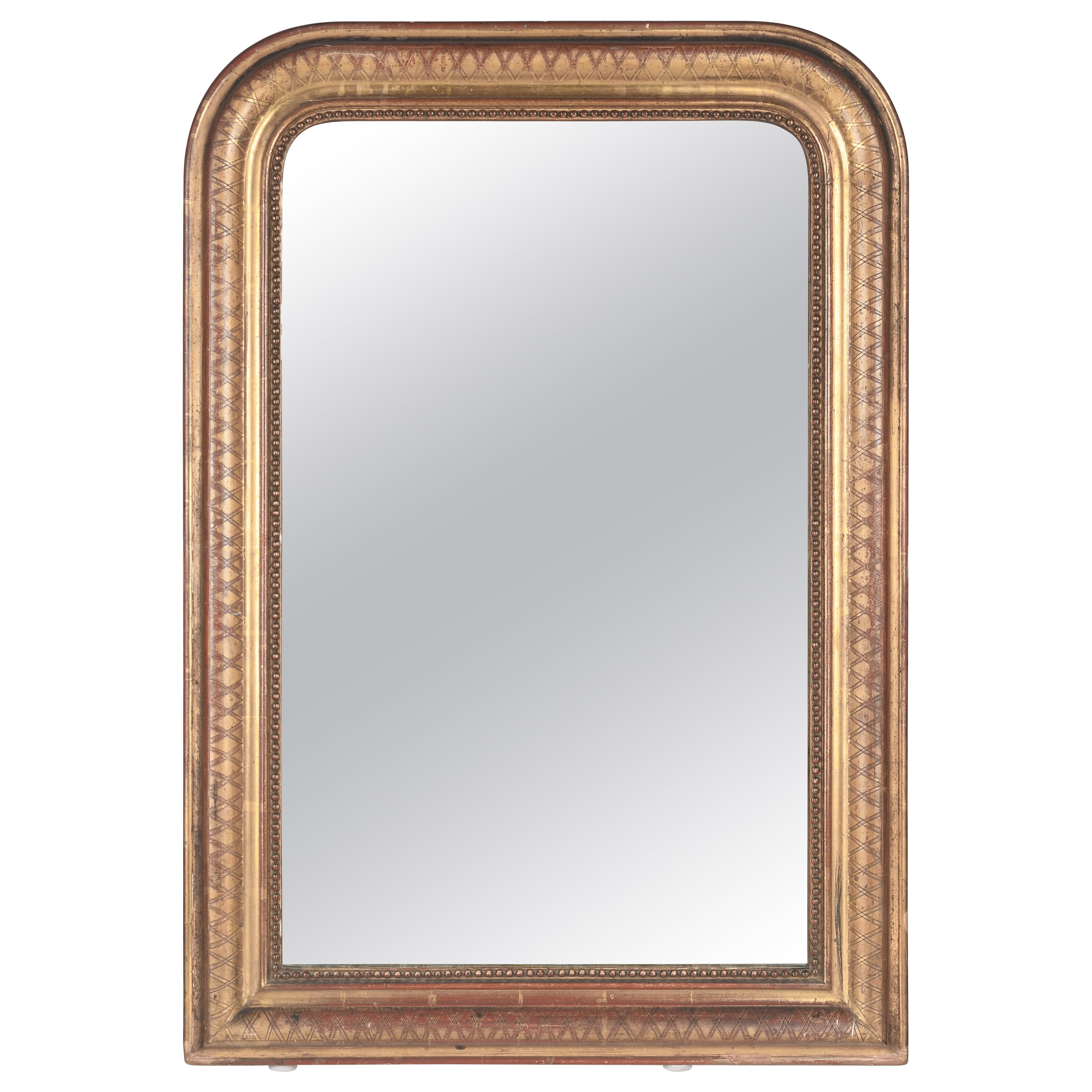 19th Century Louis Philippe French Gilded Mirror 38.75"High