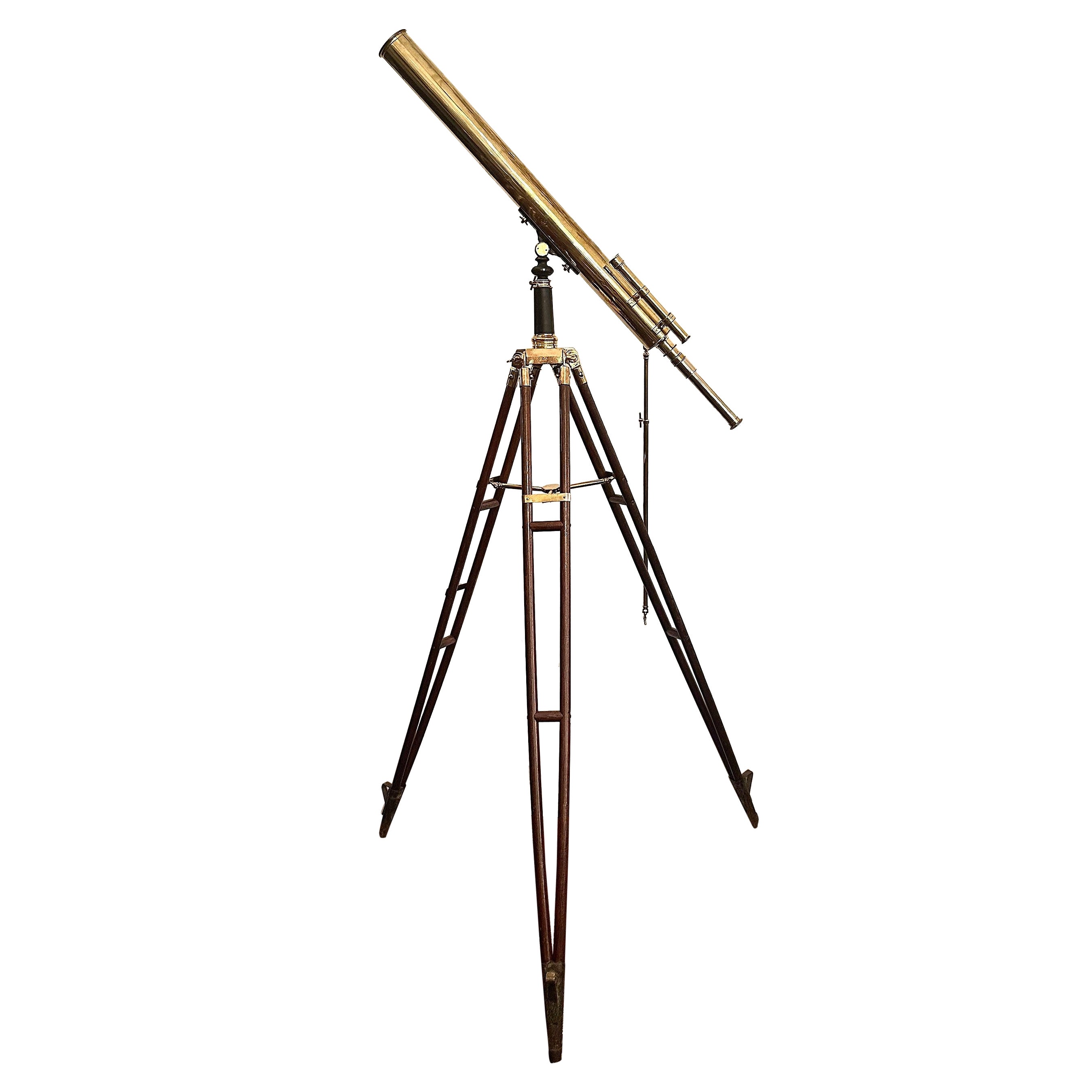 Antique English "Broadhurst Clarkson & Co." Telescope on Stand, Circa 1910-1920.