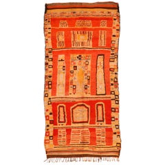Marokkanischer Boujad-Berberteppich im Vintage-Stil mit abstrakten Motiven