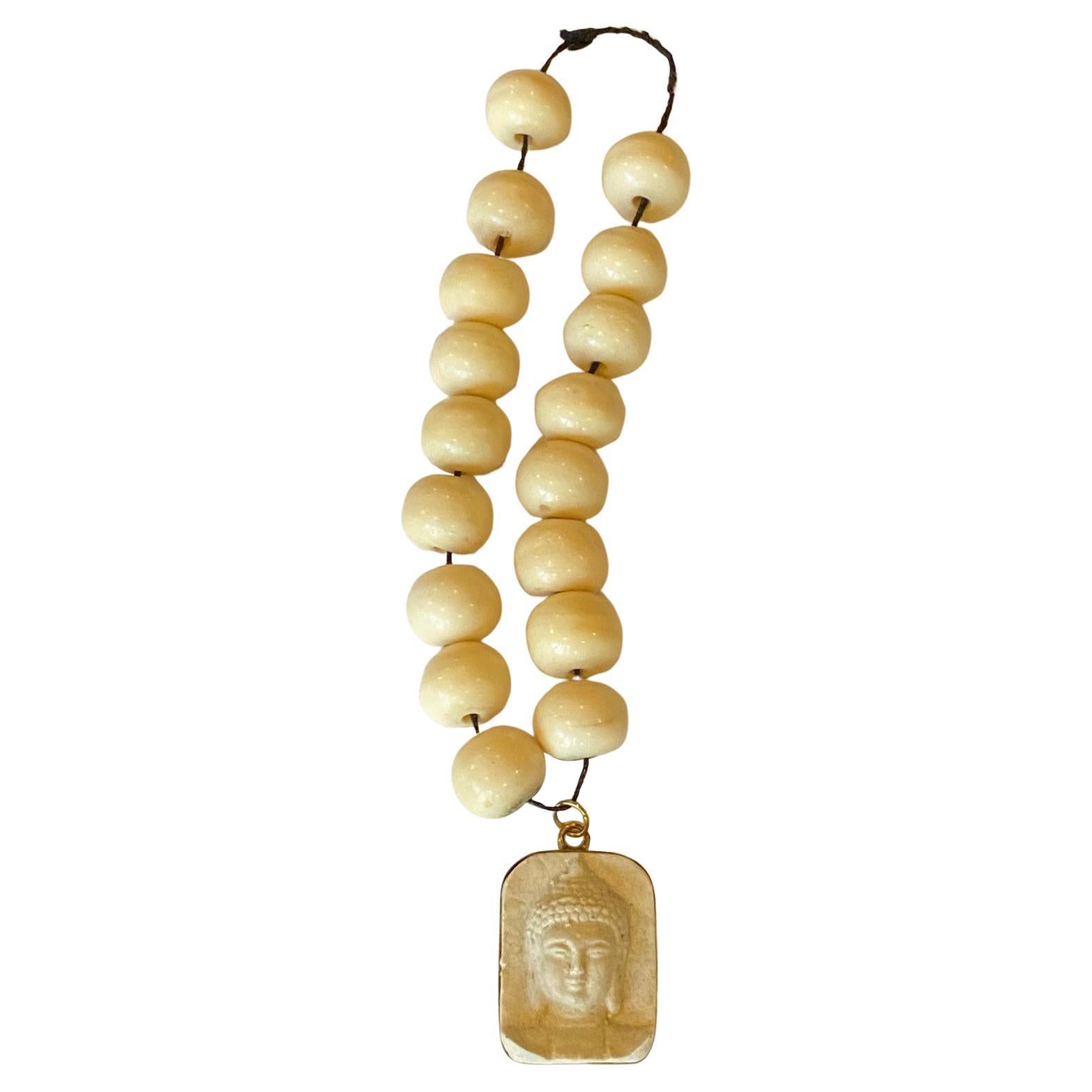 Vintage tibetischen oder asiatischen Buddha Kopf Büste Mala Bead Rosenkranz buddhistischen Armband
