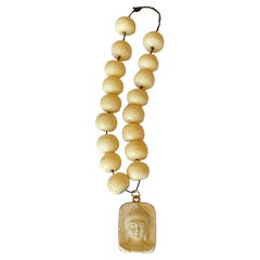 Vintage Tibetan Or Asian Buddha Head Bust Mala Bead Rosary Buddhist Bracelet
