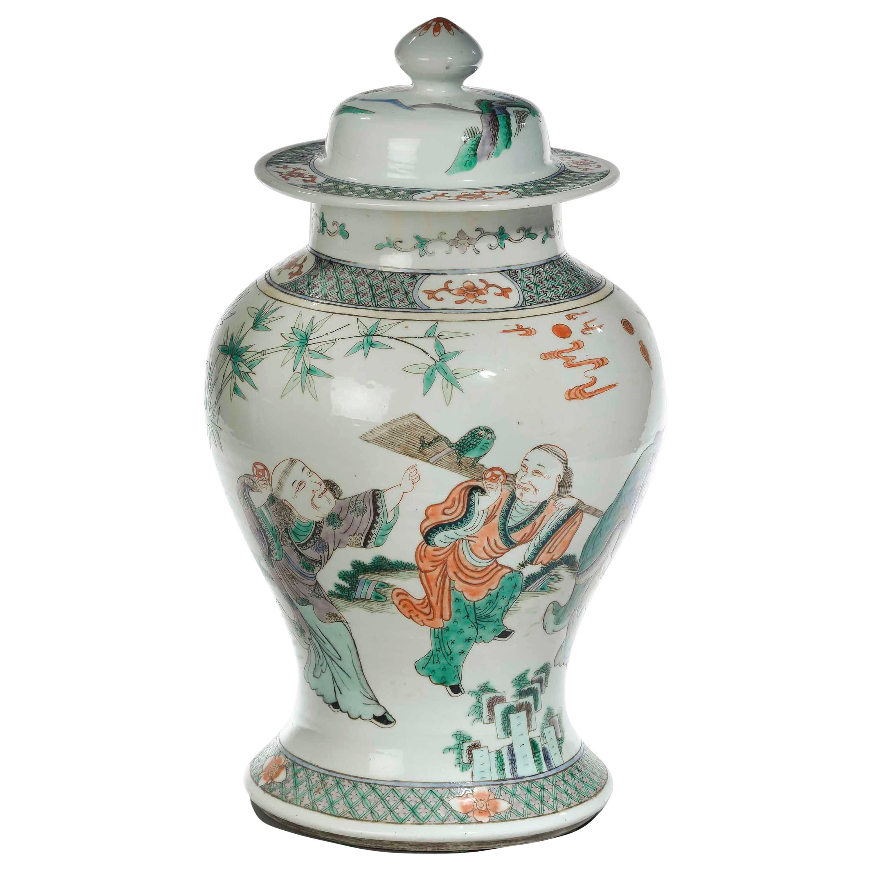 19th Century Famiille Verte Porcelain Vase