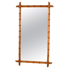 19th Century French Faux Bamboo Large Wall Mirror