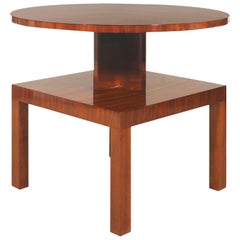 1930s Art Deco Cubist Side Table, walnut, marquetry - France 