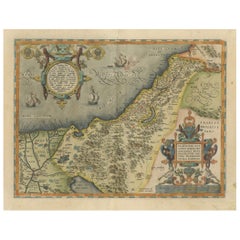 Old Map of the Holy Land, Palestine, Promised Land and Biblical Regions, 1608