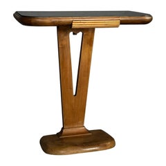 Déco console 1940s, Italian manufacturing, small drawer in grissinato wood black