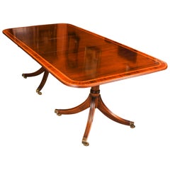 Table de salle à manger vintage Regency Revival à deux piliers William Tillman 20ème siècle