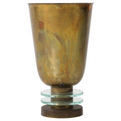 Italian Art Deco Brass and Glass Table Lamp, circa 1930