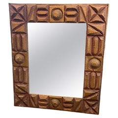 Turn of the Century Chip Carved Tramp Art Wall Mirror
