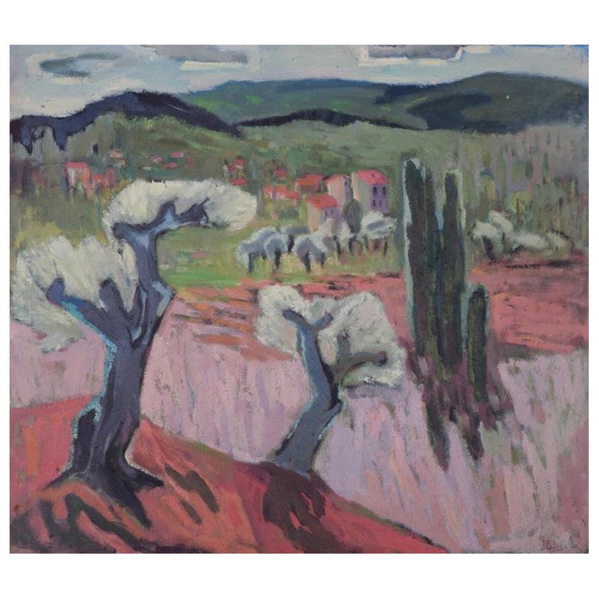 J. Böréss. Öl auf Leinwand. Südfranzösische Landschaft im Stil des Fauvismus.