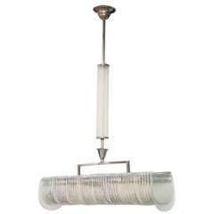 Carlo Scarpa for Venini Cut Glass and Nickel Rectangular Chandelier, circa 1930