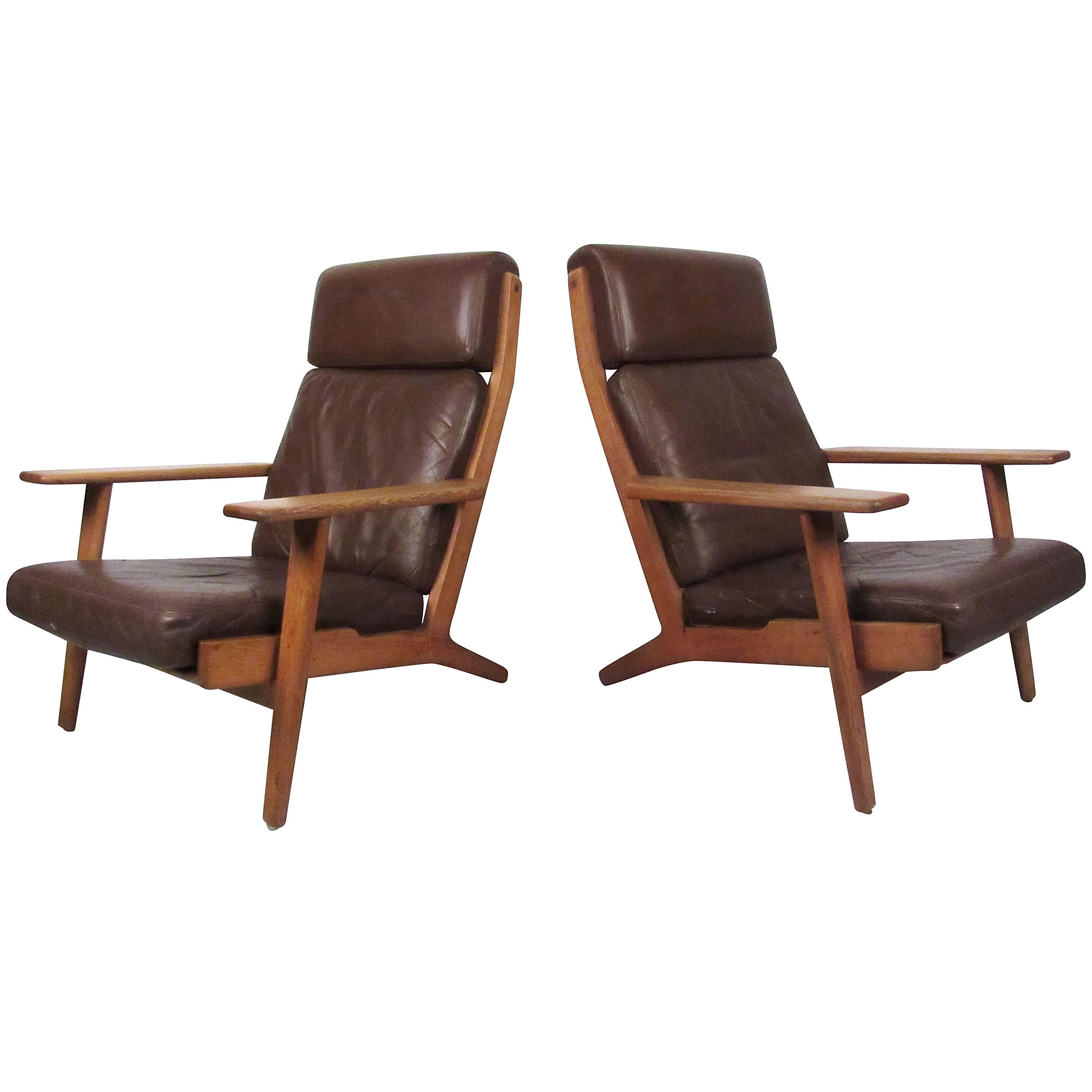 Pair Hans Wegner Highback Lounge Chairs for GETAMA, GE-290